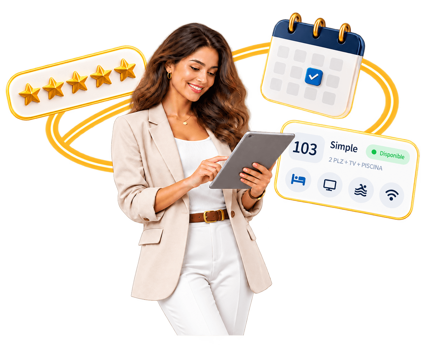 Asesora de HotelHUB gestionando reservas desde una tablet
